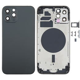Back Housing Cover with SIM Card Tray & Side Keys & Camera Lens for iPhone 12 Pro-Black